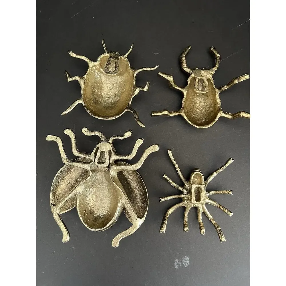 4 Metal Spider Insect Bugs Wall Figurine Hanging Halloween Fence Art Decor 4”-5”